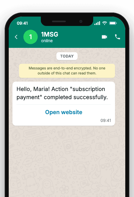 WhatsApp Business API for action success confirmation
