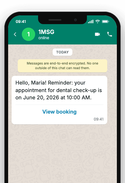 WhatsApp Business API for advance booking reminder
