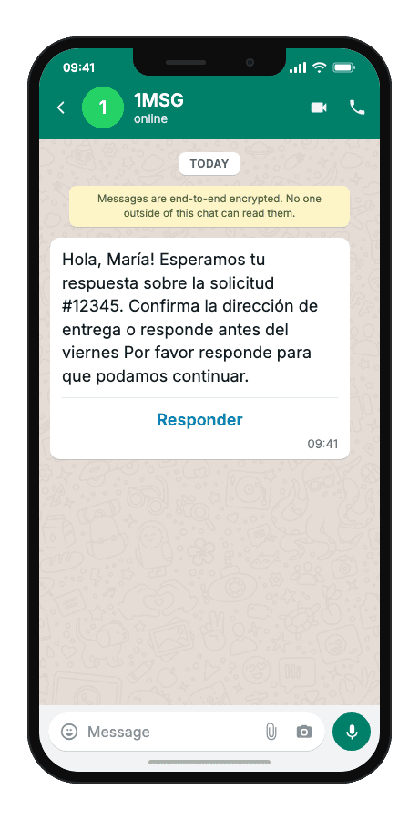 WhatsApp Business API for awaiting response reminder