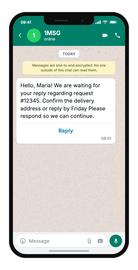 WhatsApp Business API for awaiting response reminder