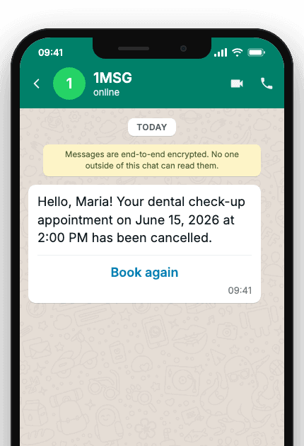 WhatsApp Business API for booking cancellation confirmation