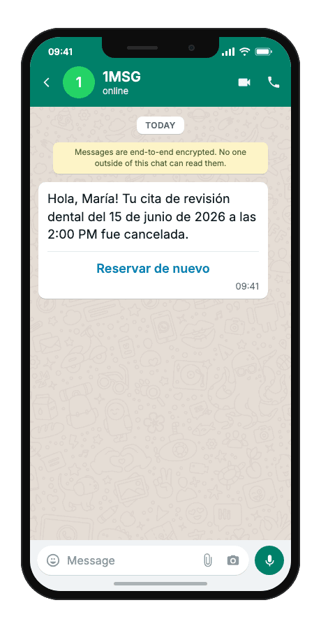 WhatsApp Business API for booking cancellation confirmation