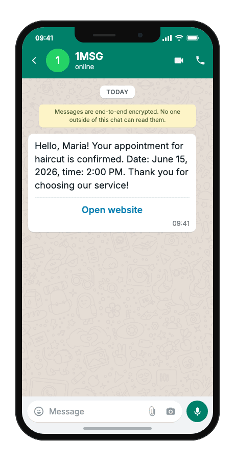 WhatsApp Business API for booking confirmation