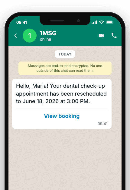 WhatsApp Business API for booking reschedule confirmation