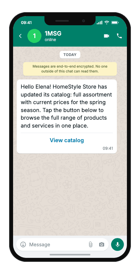 WhatsApp Business API for product and service catalog broadcast