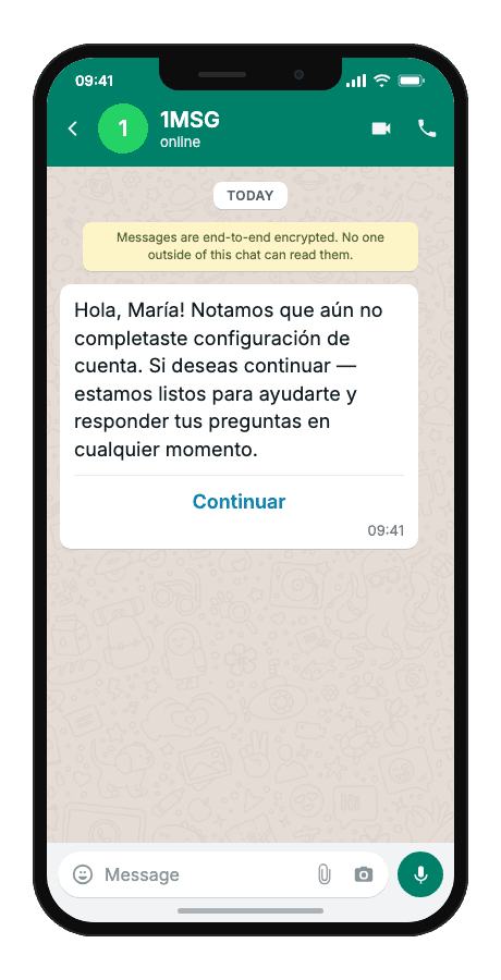 WhatsApp Business API for client inactivity notification