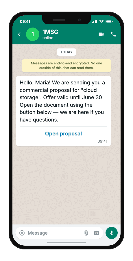 WhatsApp Business API for commercial proposal send
