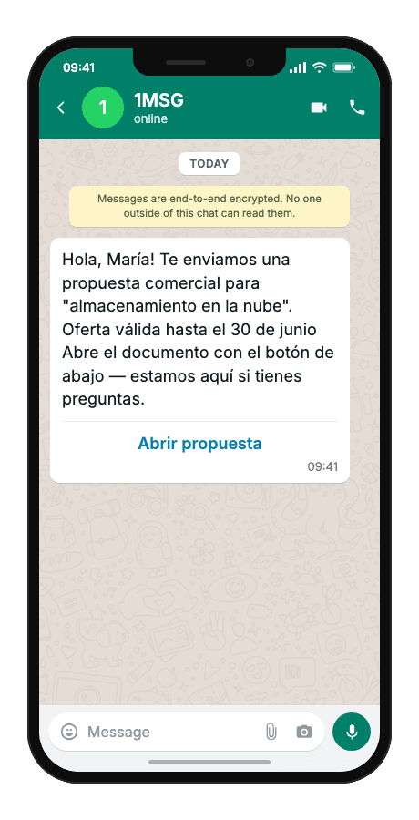 WhatsApp Business API for commercial proposal send