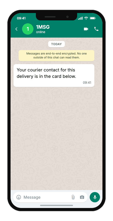 WhatsApp Business API for courier or driver contact — share contact card