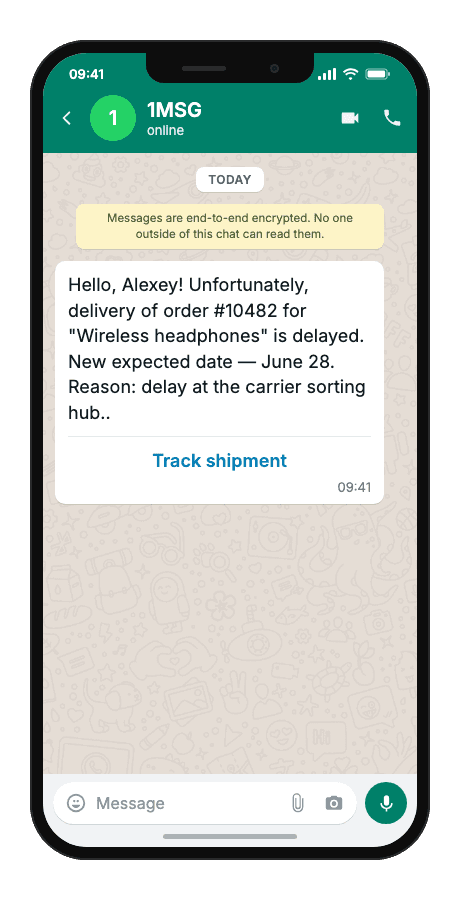 WhatsApp Business API for delivery delay notification