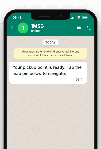 WhatsApp Business API for delivery update — share pickup location