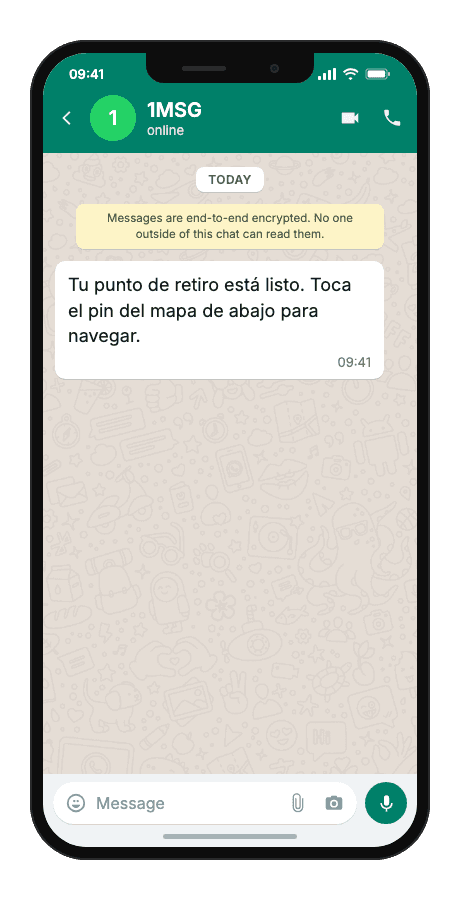 WhatsApp Business API for delivery update — share pickup location