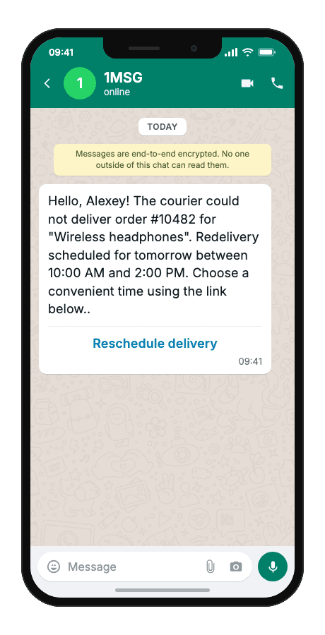 WhatsApp Business API for failed delivery attempt notification