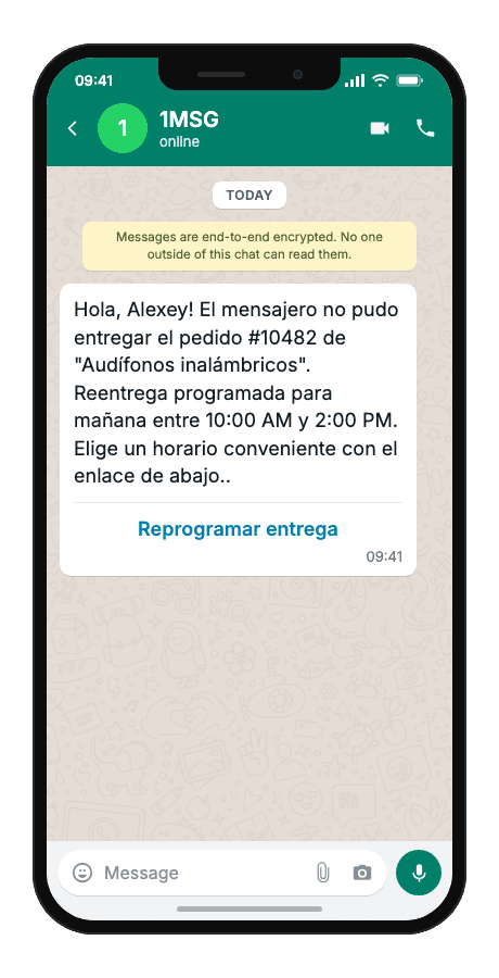 WhatsApp Business API for failed delivery attempt notification