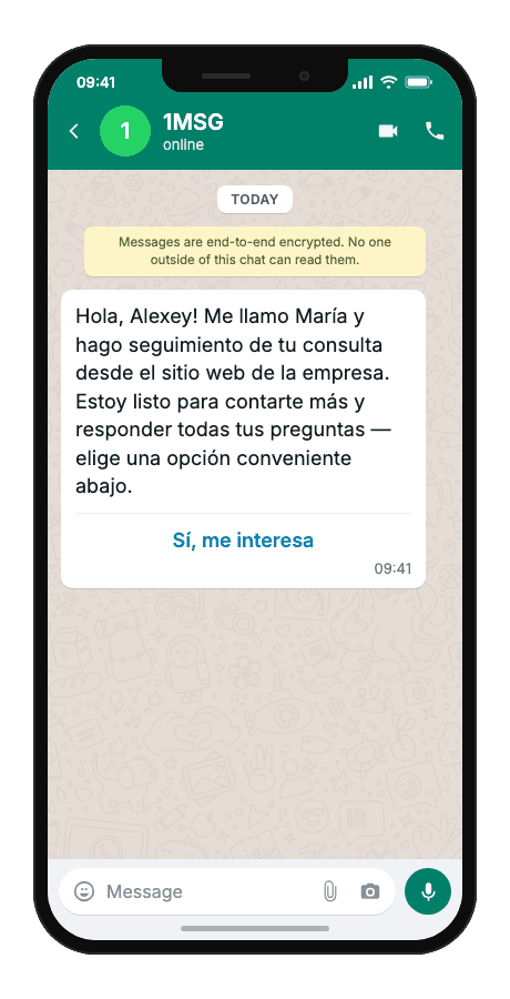 WhatsApp Business API for first contact with a new lead