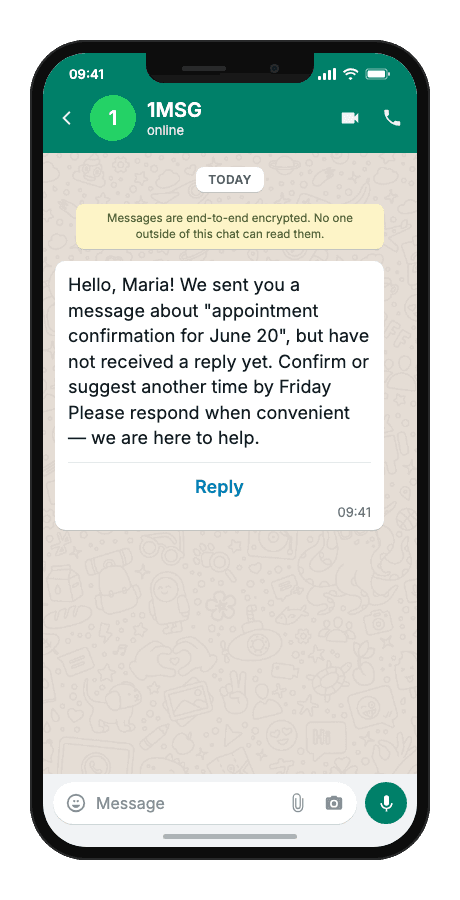 WhatsApp Business API for follow-up when no response received