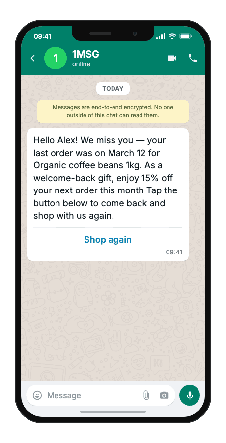 WhatsApp Business API for inactive customer reactivation