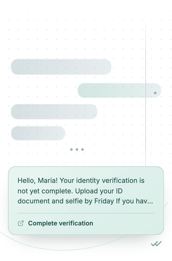 WhatsApp Business API for incomplete verification reminder