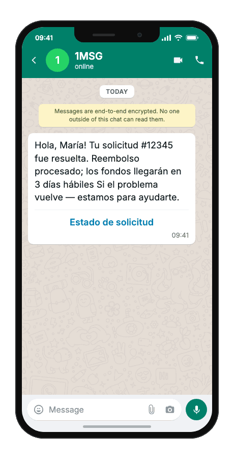 WhatsApp Business API for issue resolved notification