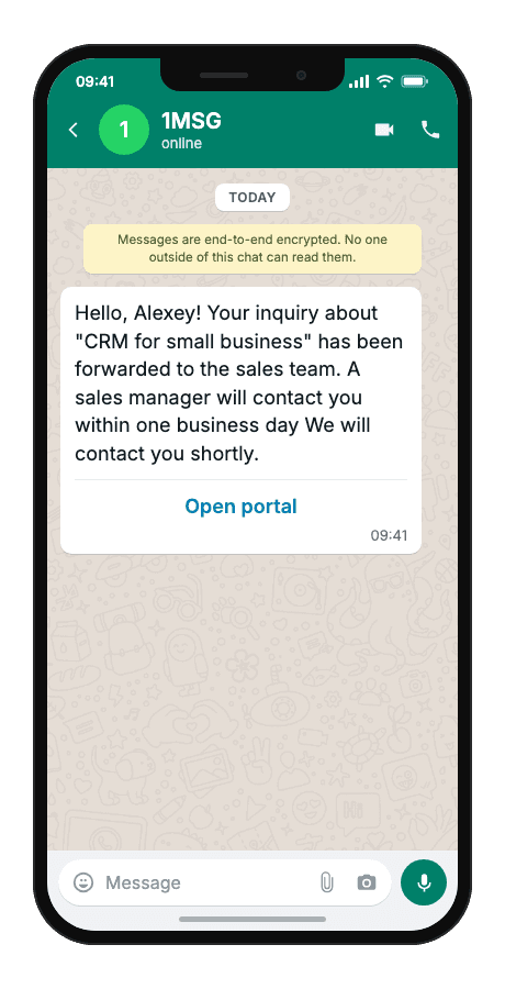 WhatsApp Business API for lead handoff to sales