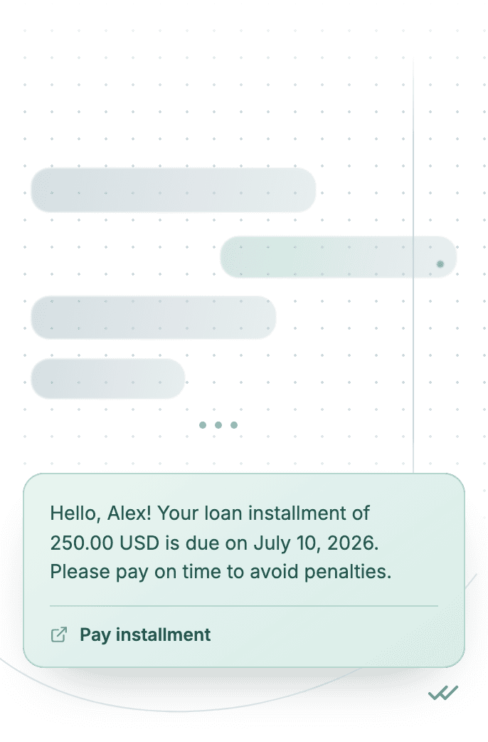 WhatsApp Business API for loan repayment reminder