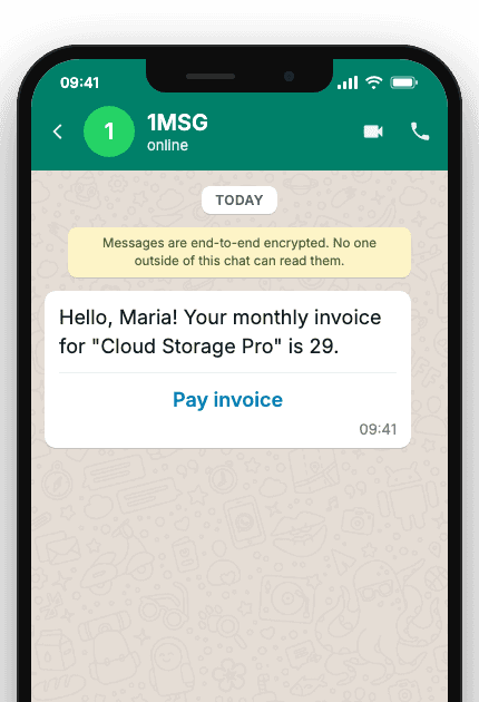 WhatsApp Business API for monthly invoice notification