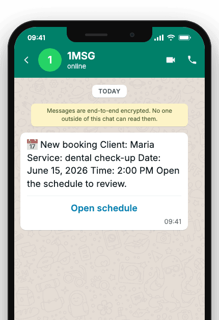 WhatsApp Business API for new booking staff notification