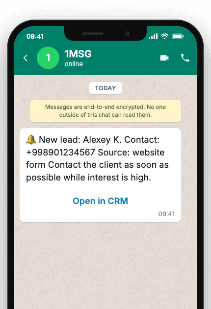WhatsApp Business API for new lead manager notification