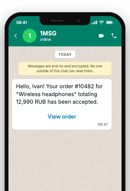 WhatsApp Business API for new order confirmation