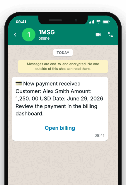 WhatsApp Business API for new payment notification