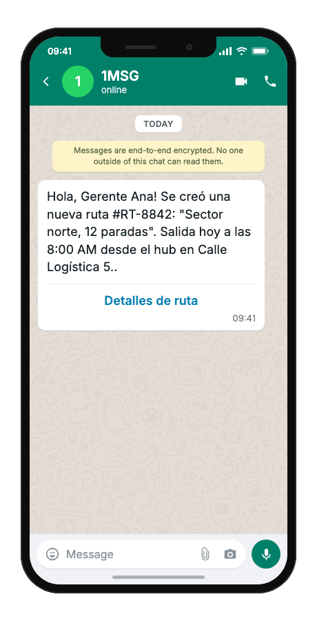 WhatsApp Business API for new route or trip notification