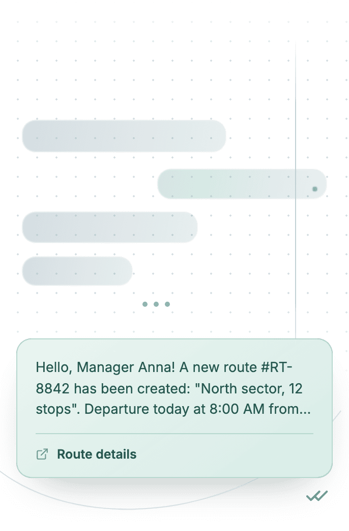 WhatsApp Business API for new route or trip notification