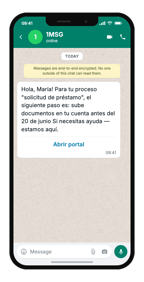 WhatsApp Business API for next step notification