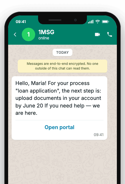 WhatsApp Business API for next step notification