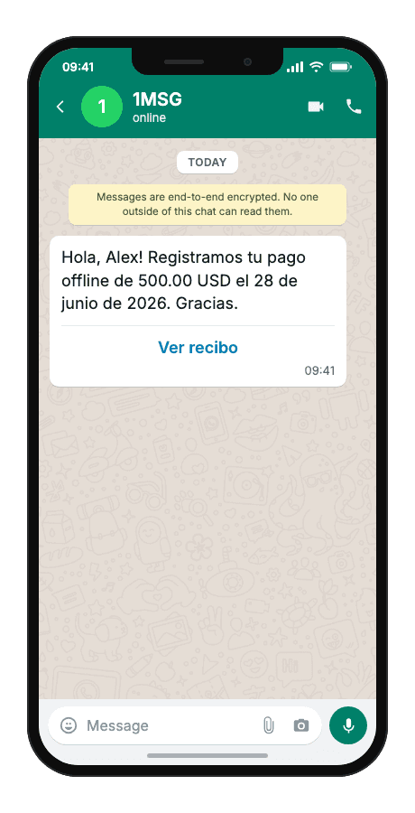 WhatsApp Business API for offline payment notification
