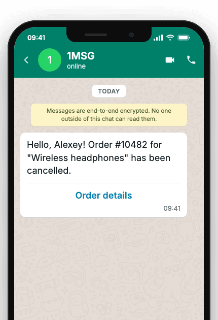 WhatsApp Business API for order cancellation notification