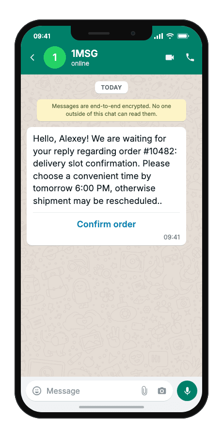 WhatsApp Business API for order no-response notification