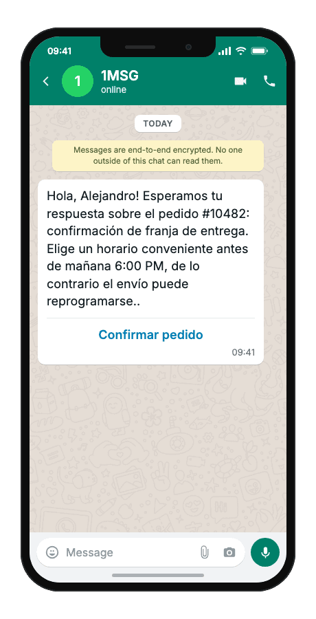 WhatsApp Business API for order no-response notification