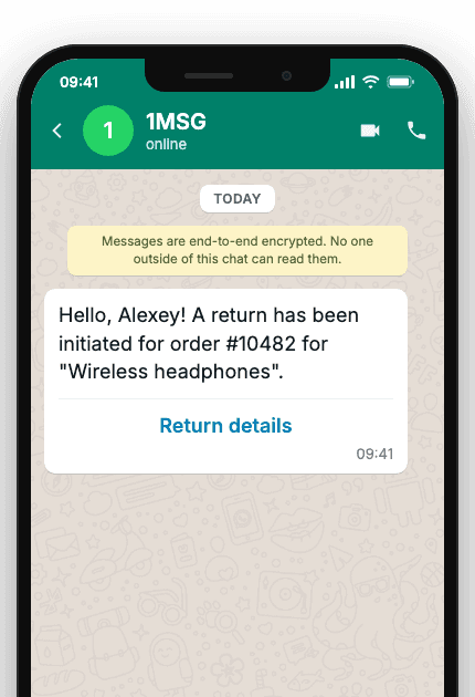 WhatsApp Business API for order return notification