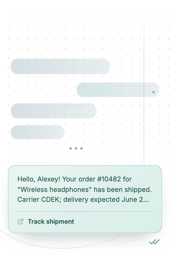 WhatsApp Business API for order shipped notification