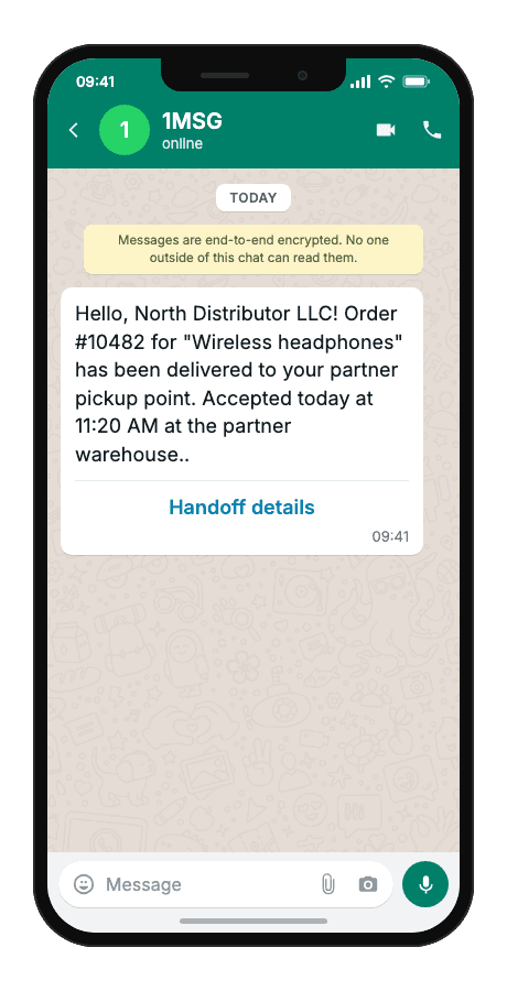 WhatsApp Business API for partner delivery confirmation