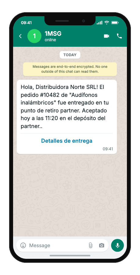 WhatsApp Business API for partner delivery confirmation