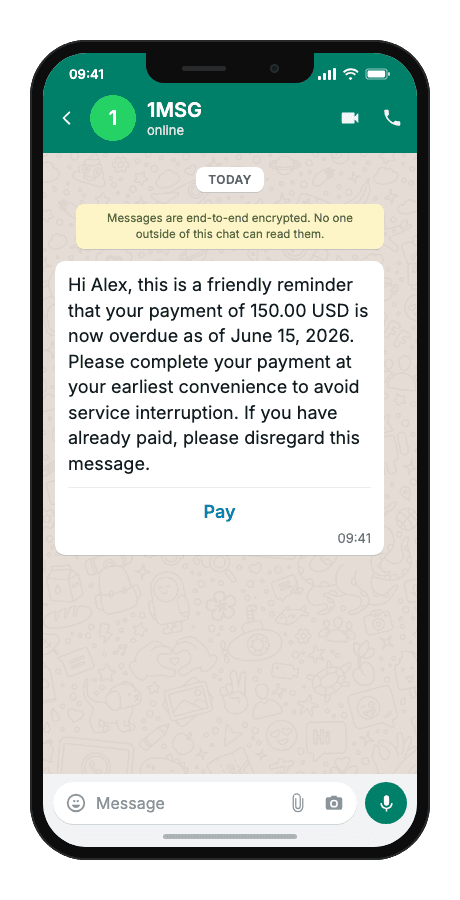 WhatsApp Business API for overdue payment reminder