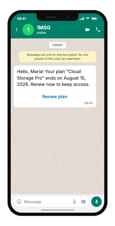 WhatsApp Business API for plan expiry notification