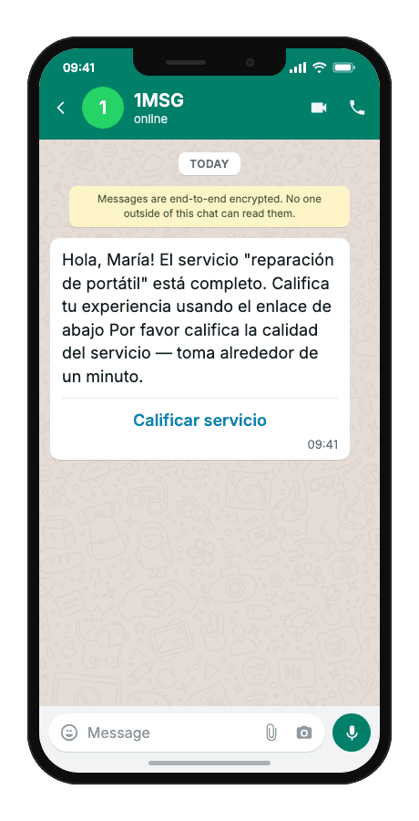 WhatsApp Business API for post-service rating request