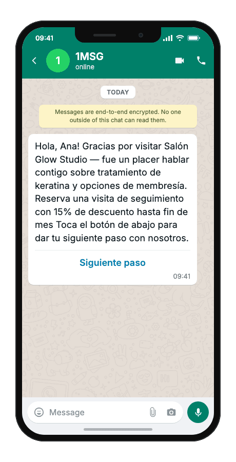 WhatsApp Business API for post-visit marketing message