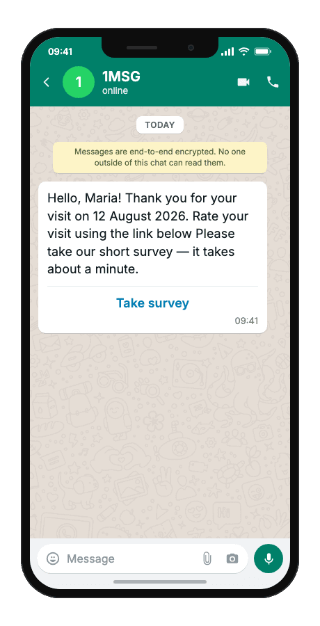 WhatsApp Business API for post-visit survey request