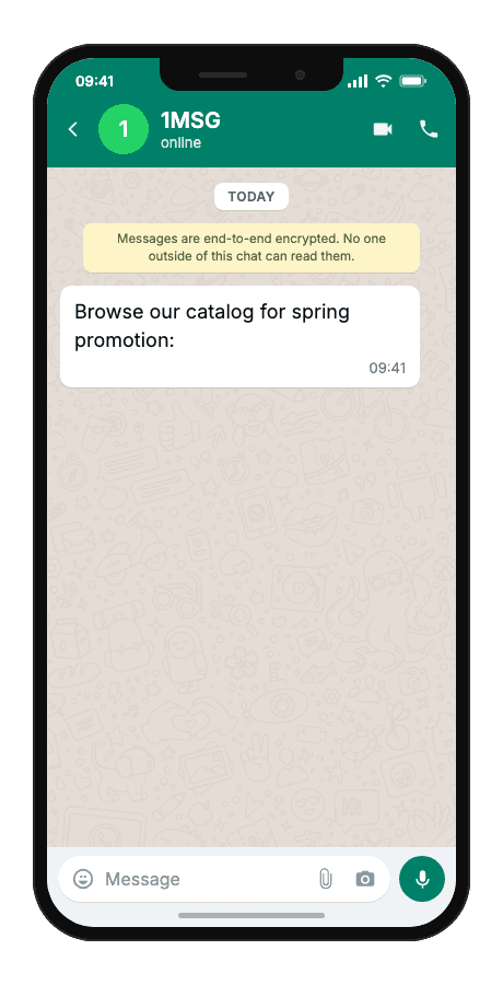 WhatsApp Business API for product catalog — interactive list