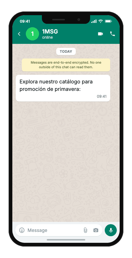 WhatsApp Business API for product catalog — interactive list
