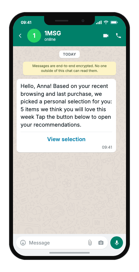 WhatsApp Business API for personal product recommendations broadcast